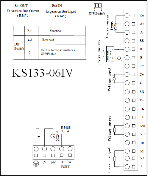 KS133-06IV-Wiring Kinco KS133-06IV Analog expansion for KS105 PLC